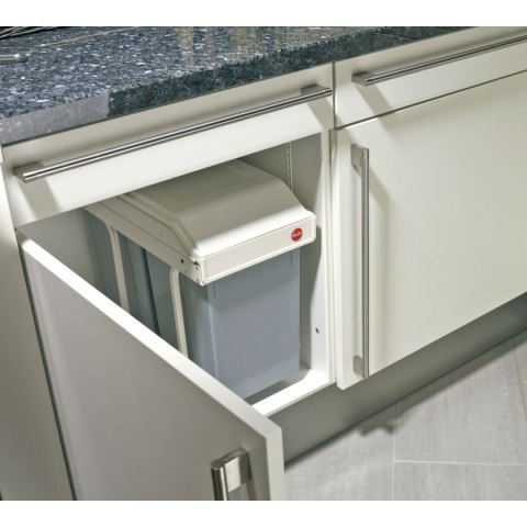 Kosz na śmieci Hailo Multi-Box duo L Biały Szary Krem Stal Plastikowy 2 szuflady 14 L Do wbudowania (2 Sztuk)