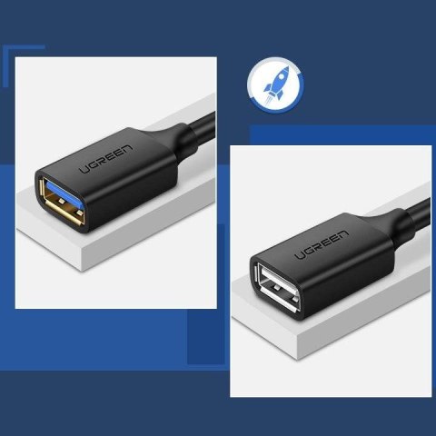 Ugreen kabel przedłużacz przejściówka USB 3.0 (żeński)-USB 3.0 (męski) 1m (czarny)