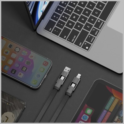 Kabel Bazic GoCharge Alucable 4w1 (USB-A/USB-C - USB-C/Lightning) 15cm 60W 3A PD Fast Charge złoty