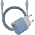 Ładowarka sieciowa Bazic GoPort Velox Kit USB-C/USB-A GaN 35W z kablem niebieski