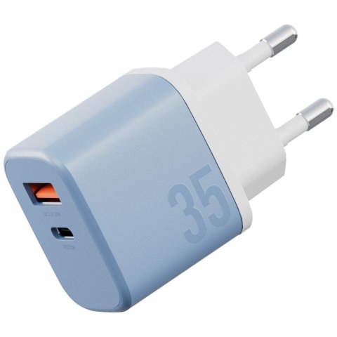 Ładowarka sieciowa Bazic GoPort Velox Kit USB-C/USB-A GaN 35W z kablem niebieski