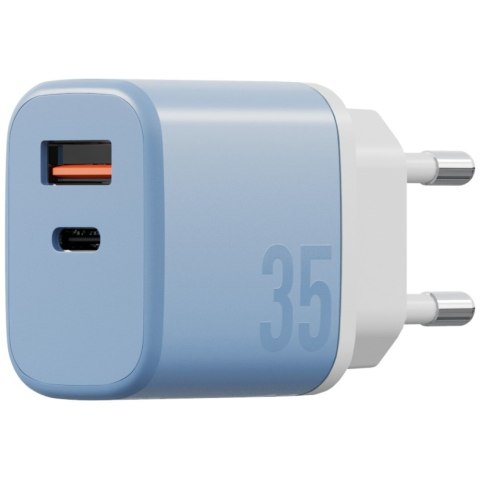 Ładowarka sieciowa Bazic GoPort Velox Kit USB-C/USB-A GaN 35W z kablem niebieski