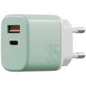 Ładowarka sieciowa Bazic GoPort Velox Kit USB-C/USB-A GaN 35W z kablem zielony