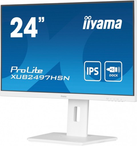 Monitor 24 cale XUB2497HSN-W2 IPS, USB-C Dock, HDMI, DP, 300cd, Pivot, HAS, biały /5y/