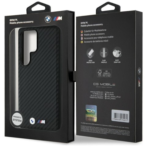 Etui BMW Leather Carbon MagSafe do Samsung Galaxy S25 Ultra czarny