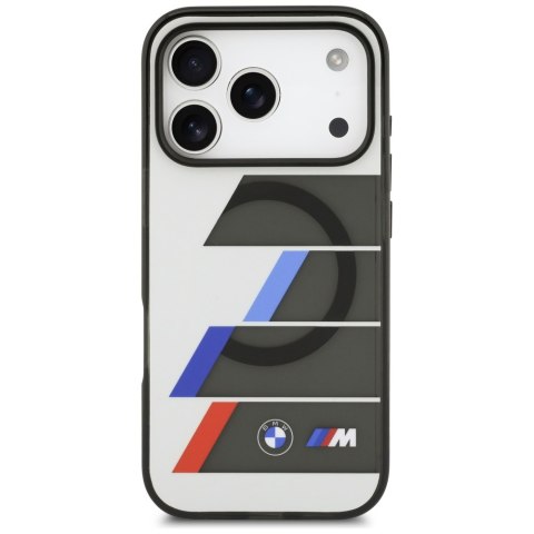 Etui BMW M IML Metal Buttons Tricolor Lines MagSafe do iPhone 17 Pro Max / 18 Pro Max antracyt