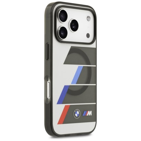 Etui BMW M IML Metal Buttons Tricolor Lines MagSafe do iPhone 17 Pro Max / 18 Pro Max antracyt