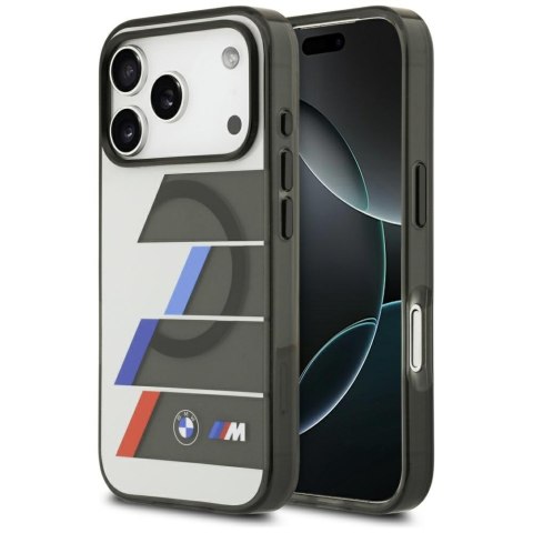 Etui BMW M IML Metal Buttons Tricolor Lines MagSafe do iPhone 17 Pro / 18 Pro antracyt