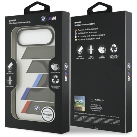 Etui BMW M IML Metal Buttons Tricolor Lines MagSafe do iPhone Air antracyt