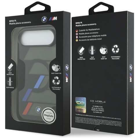Etui BMW M IML Metal Buttons Tricolor Lines MagSafe do iPhone Air czarny