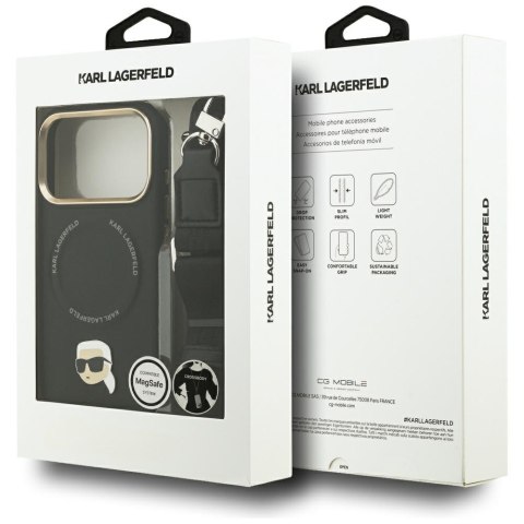 Etui Karl Lagerfeld Big Strap Karl Metal Logo MagSafe do iPhone 17 Pro czarny