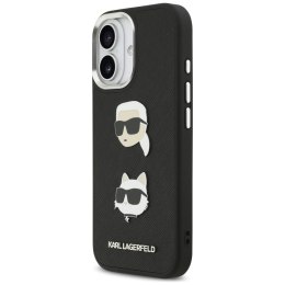 Etui Karl Lagerfeld FW Grained Karl & Choupette Heads Pins & Logo do iPhone 17 czarny