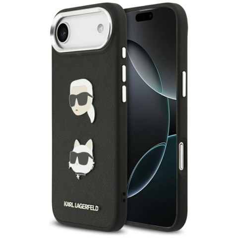 Etui Karl Lagerfeld FW Grained Karl & Choupette Heads Pins & Logo do iPhone Air czarny