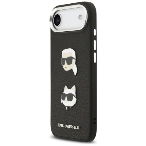 Etui Karl Lagerfeld FW Grained Karl & Choupette Heads Pins & Logo do iPhone Air czarny