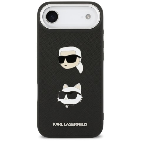 Etui Karl Lagerfeld FW Grained Karl & Choupette Heads Pins & Logo do iPhone Air czarny