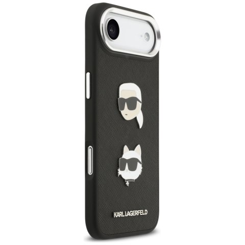 Etui Karl Lagerfeld FW Grained Karl & Choupette Heads Pins & Logo do iPhone Air czarny