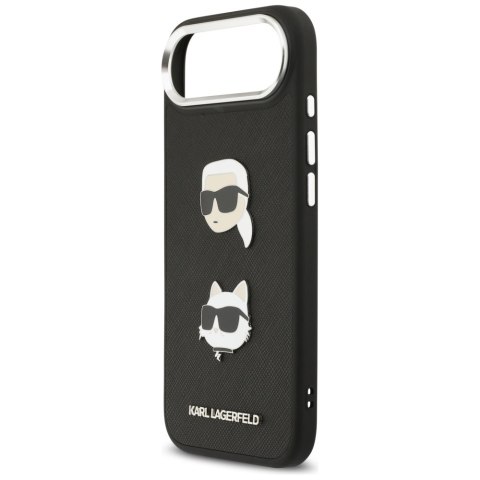 Etui Karl Lagerfeld FW Grained Karl & Choupette Heads Pins & Logo do iPhone Air czarny