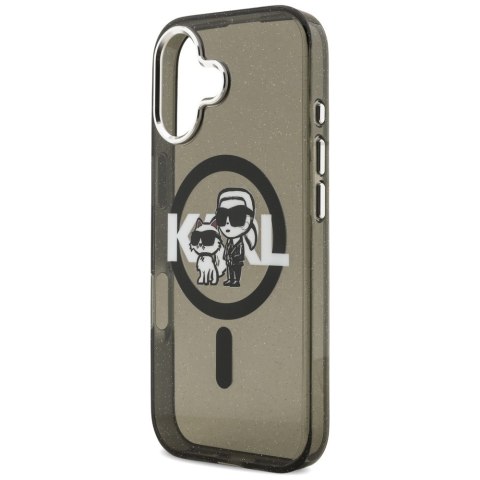 Etui Karl Lagerfeld IML Glitter Karl & Choupette Sketch Logo MagSafe do iPhone 17 czarny
