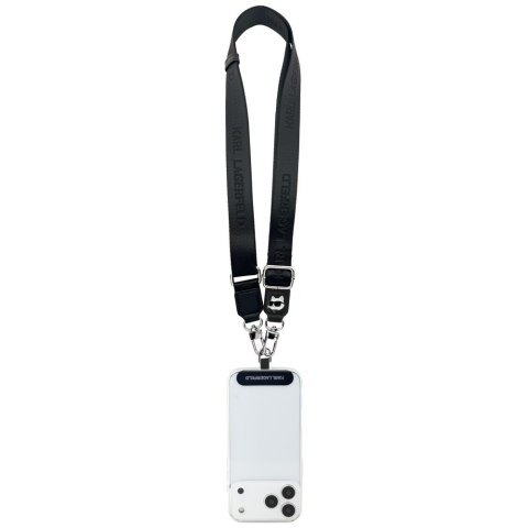 Uniwersalna smycz Karl Lagerfeld Universal Strap Tether Patch Choupette Metal Logo czarny