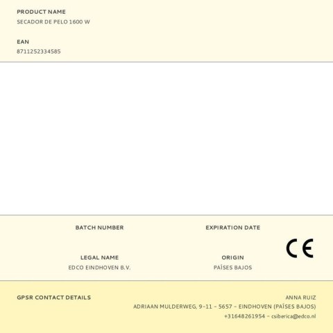 Suszarka do Włosów EDM 1600 W