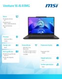 Notebook Venture 16 AI A1MG-039XPL nOS/ICU5-125H/16GB/512SSD/ARC/16''/3Y