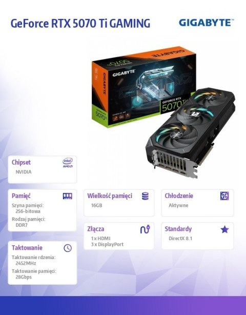 Karta graficzna GeForce RTX 5070 Ti GAMING OC 16G 256BIT GDDR7 3DP/HDMI
