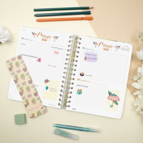 Kalendarz książkowy Finocam THE FLOWER JOURNAL A5 15,5 x 21,2 cm Kolor Zielony 2026