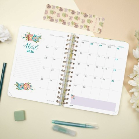 Kalendarz książkowy Finocam THE FLOWER JOURNAL A5 15,5 x 21,2 cm Kolor Zielony 2026