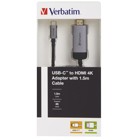 Verbatim Adapter USB-C - HDMI 4K 1.5m aluminiowy/aluminum 49144