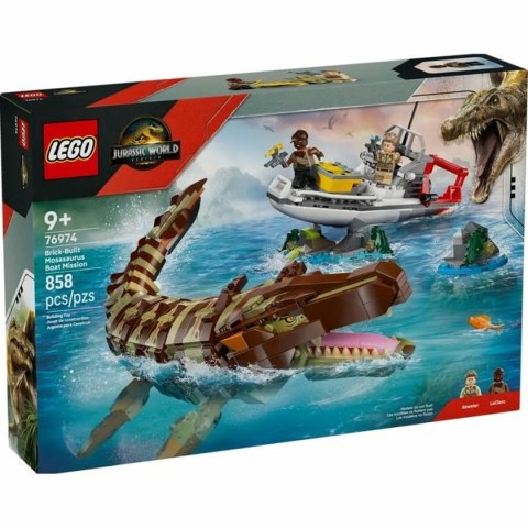 Zestaw do budowania Lego 76974 Jurassic World : Brick-Built Mosasaurus Boat Mission 858 Części