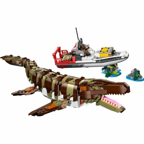 Zestaw do budowania Lego 76974 Jurassic World : Brick-Built Mosasaurus Boat Mission 858 Części