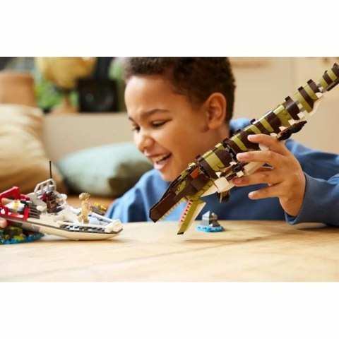 Zestaw do budowania Lego 76974 Jurassic World : Brick-Built Mosasaurus Boat Mission 858 Części