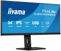 Monitor ProLite 34 cale XUB3493WQSU-B6 IPS,UWQHD,DP,2xHDMI,HAS,21:9,400cd, 120Hz,1000:1,1ms, USB HUBx4, 2x5W,
