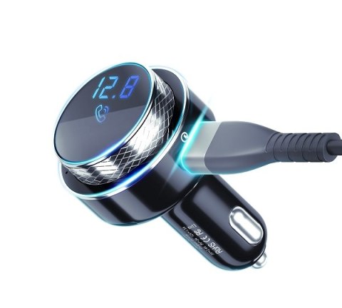 3MK HyperCar Charger Transmiter FM+ładowarka samochodowa - 2xUSB-A + 1 czytnik kart TF + Bluetooth