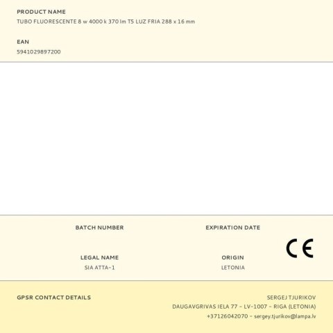 Rura fluorescencyjna Patron 8W G-5 (4000 K)