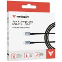 Kabel Verbatim Sync & Charge USB-C do USB-C QC PD 60W 120cm czarny 31845