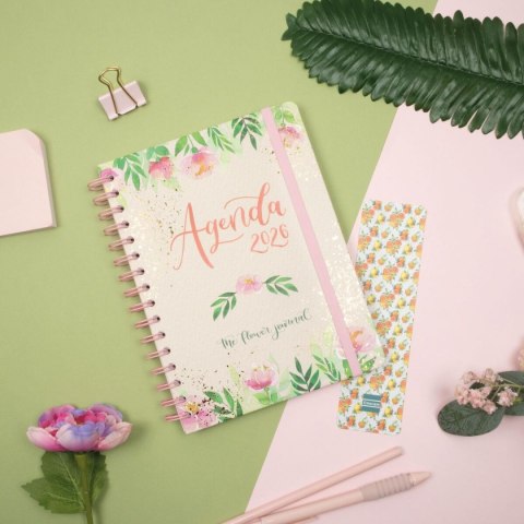 Kalendarz książkowy Finocam THE FLOWER JOURNAL A5 15,5 x 21,2 cm Różowy 2026