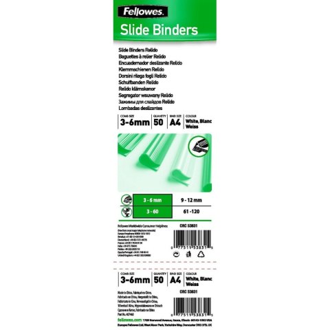 Okładki do bindowania Fellowes A4 Plastikowy Biały (50 Sztuk)