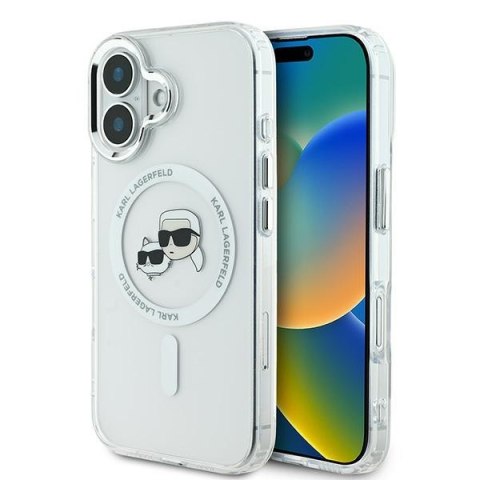 Karl Lagerfeld KLHMP16MHLSKCH iPhone Plus 6.7" biały/white hardcase IML Metal Karl&Choupette Head MagSafe
