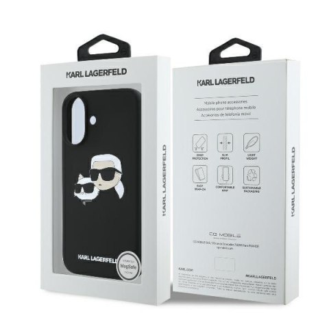 Karl Lagerfeld KLHMP16SSKCHPPLK iPhone 16 6.1" czarny/black hardcase Silicone Double Heads Print MagSafe