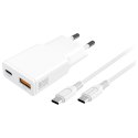 Ładowarka sieciowa 4smarts PDPlug Slim Duos 20W GaN USB-C+USB-A + kabel USB-C 1.5m biały
