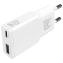 Ładowarka sieciowa 4smarts PDPlug Slim Duos 20W GaN USB-C+USB-A + kabel USB-C 1.5m biały