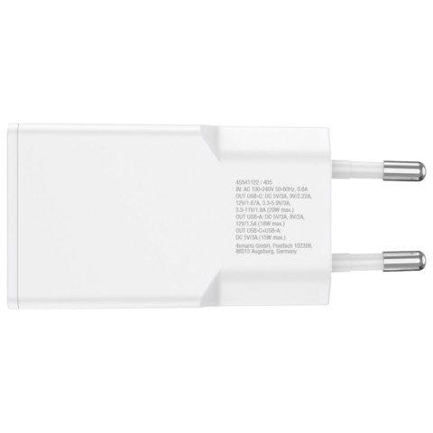 Ładowarka sieciowa 4smarts PDPlug Slim Duos 20W GaN USB-C+USB-A + kabel USB-C 1.5m biały
