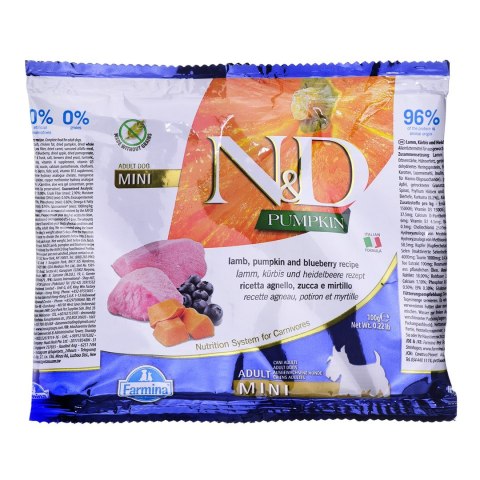 FARMINA N&D Pumpkin Dog Lamb & Blueberry Adult Mini - sucha karma dla psa - 100 g