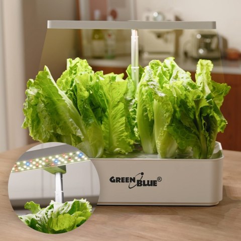 GREENBLUE INTELIGENTNY SYSTEM WEWNĘTRZNEJ UPRAWY ROŚLIN, DONICZKA SMART, POJEMNOŚĆ 4L, NA 12 ROŚLIN, DIODY LED FULL SPECTRUM