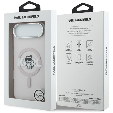 Etui Karl Lagerfeld IML Choupette Sketch Logo MagSafe do iPhone Air różowy