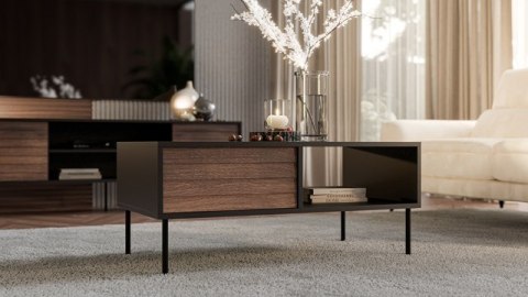 Ława/Stolik CORTINA 100x55x45 czarny/orzech