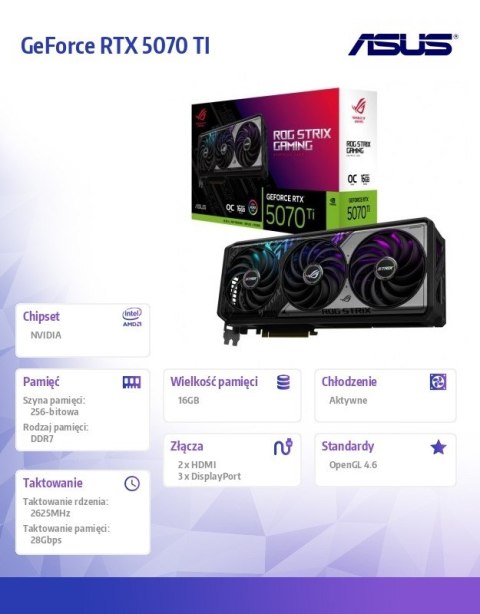Karta graficzna ROG STRIX GeForce RTX 5070 TI OC GDDR7 256bit DP/HDMI
