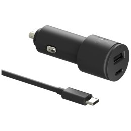 Ładowarka samochodowa Motorola TurboPower 45W Dual USB-A/USB-C z kablem USB-C 1m czarny
