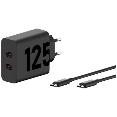 Ładowarka sieciowa Motorola TurboPower 125W Dual 2x USB-C z kablem USB-C 1m czarny